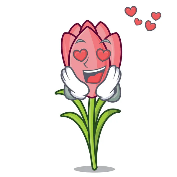 In liefde crocus bloem mascotte cartoon — Stockvector