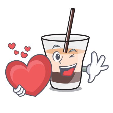 Kalp Beyaz Rus maskot karikatür ile