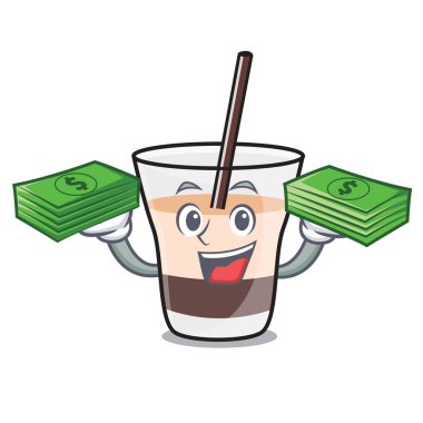 Para çantası beyaz Rus maskot karikatür ile