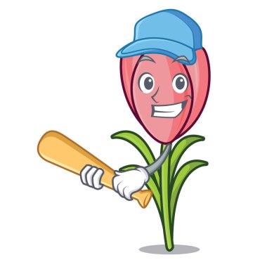 İskambil beyzbol çiğdem çiçek karakter karikatür