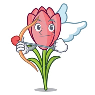 Aşk tanrısı çiğdem çiçek karakter karikatür