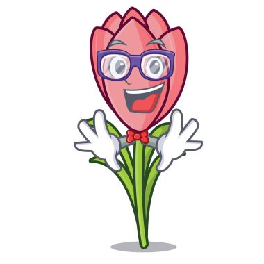 Geek çiğdem çiçek karakter karikatür