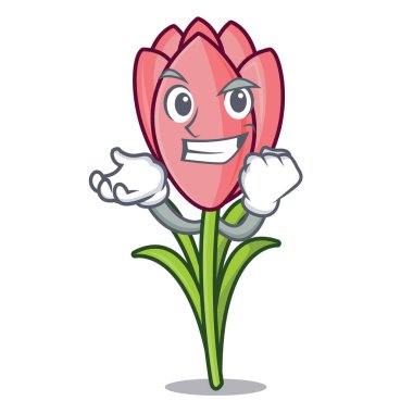 Başarılı çiğdem çiçek karakter karikatür