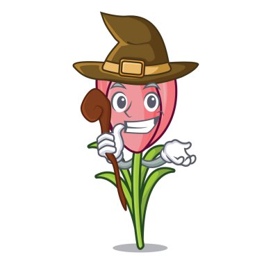 Cadı çiğdem çiçek maskot çizgi film