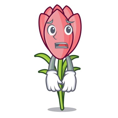 Korkarım çiğdem çiçek maskot çizgi film