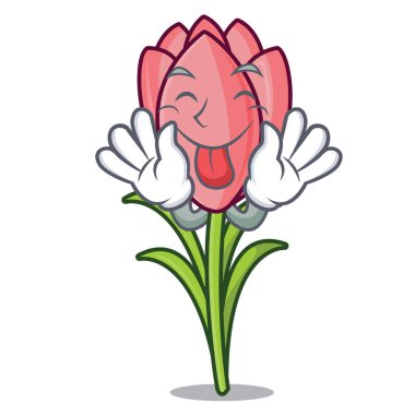 Çiğdem çiçek maskot karikatür dil