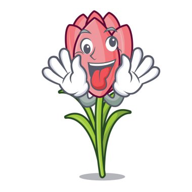 Deli çiğdem çiçek maskot çizgi film