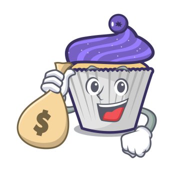 Para çantası yaban mersinli kek karakter karikatür ile