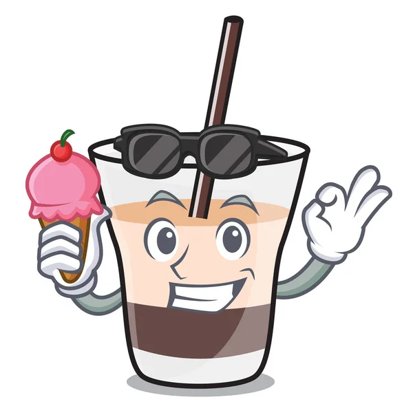 With ice cream white russian character cartoon — Stock Vector