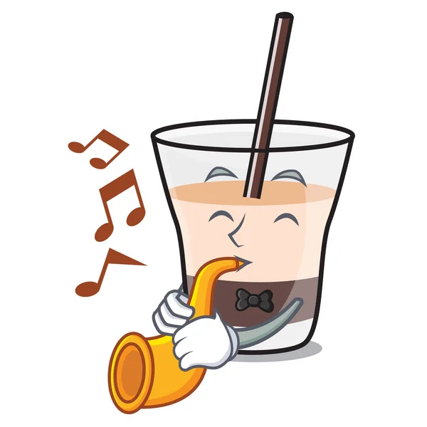 With trumpet white russian mascot cartoon — Stock Vector