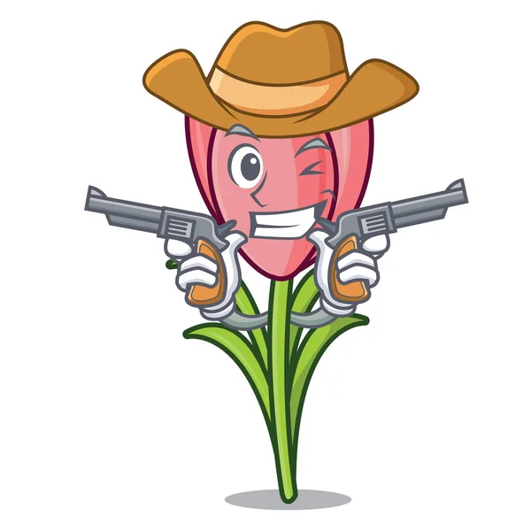 Cowboy crocus flor personagem desenhos animados —  Vetores de Stock