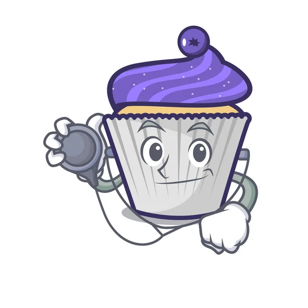 Dokter blueberry cupcake karakter cartoon — Stockvector