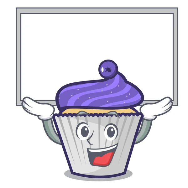 Fel a fórumon blueberry cupcake karakter cartoon — Stock Vector