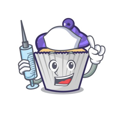 Hemşire yaban mersinli kek karakter karikatür