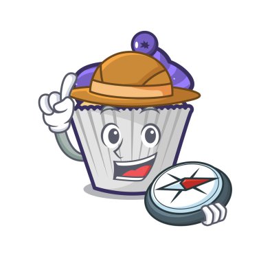 Explorer yaban mersinli kek maskot çizgi film