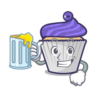 Suyu yaban mersinli kek maskot karikatür ile