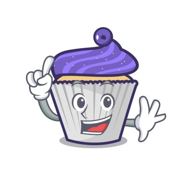 Parmak yaban mersinli kek maskot çizgi film