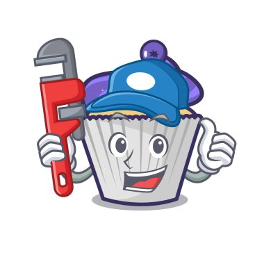 Tesisatçı yaban mersinli kek maskot çizgi film