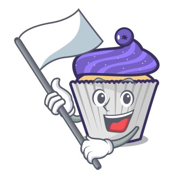 Bayrak yaban mersinli kek maskot karikatür ile