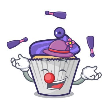 Yaban mersinli kek maskot karikatür hokkabazlık