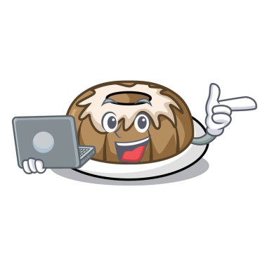 Dizüstü kek karakter karikatür vektör çizim ile