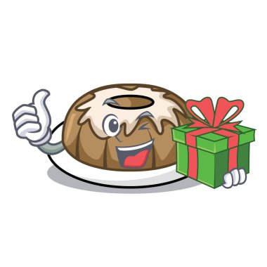 Hediye kek maskot karikatür ile