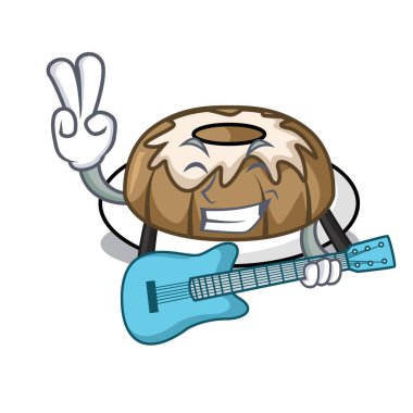 Gitar kek maskot karikatür ile