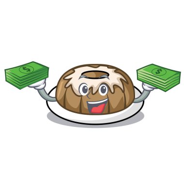 Para çanta kek maskot karikatür ile