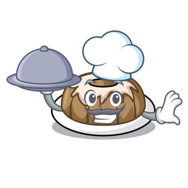 Şef yemek kek maskot karikatür ile