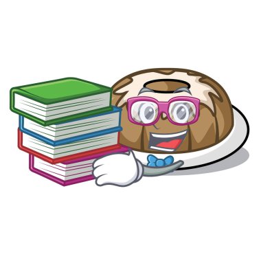 Öğrenci kitap kek maskot karikatür ile