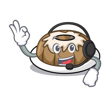 Kulaklık kek maskot karikatür ile