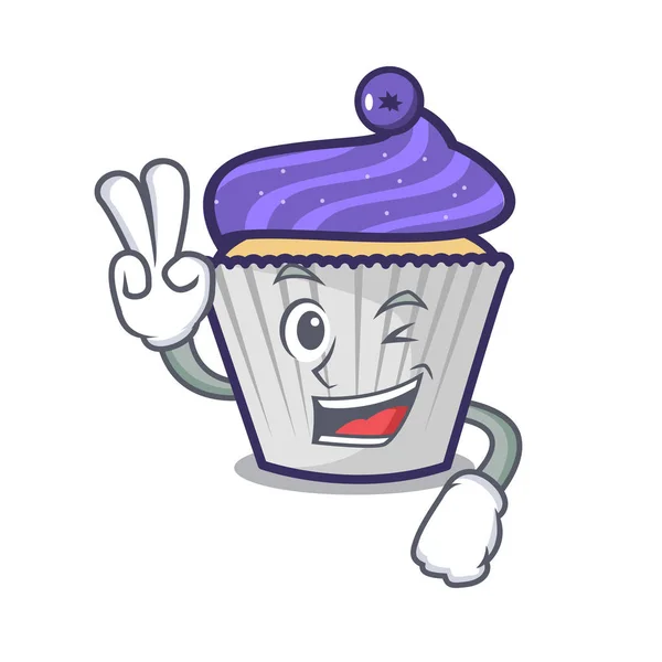 Twee vinger blueberry cupcake karakter cartoon — Stockvector