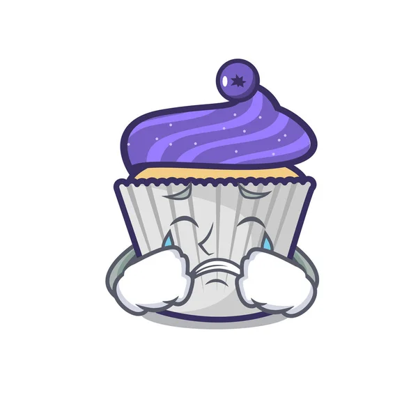 Menangis kartun cupcake blueberry - Stok Vektor