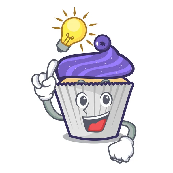 Heb een idee blueberry cupcake mascotte cartoon — Stockvector