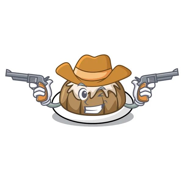 Cowboy bundt gâteau personnage dessin animé — Image vectorielle