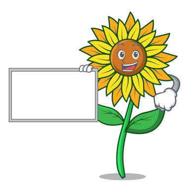 Kurulu ayçiçeği karakter karikatür tarzı ile