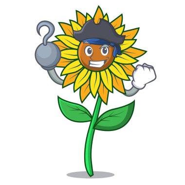 Korsan ayçiçeği karakter karikatür tarzı vektör çizim