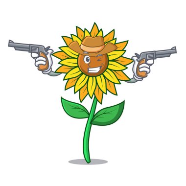 Kovboy ayçiçeği karakter karikatür tarzı