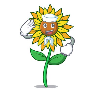 Denizci ayçiçeği karakter karikatür tarzı