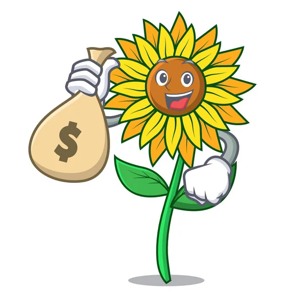 Para çantası ayçiçeği karakter karikatür tarzı ile
