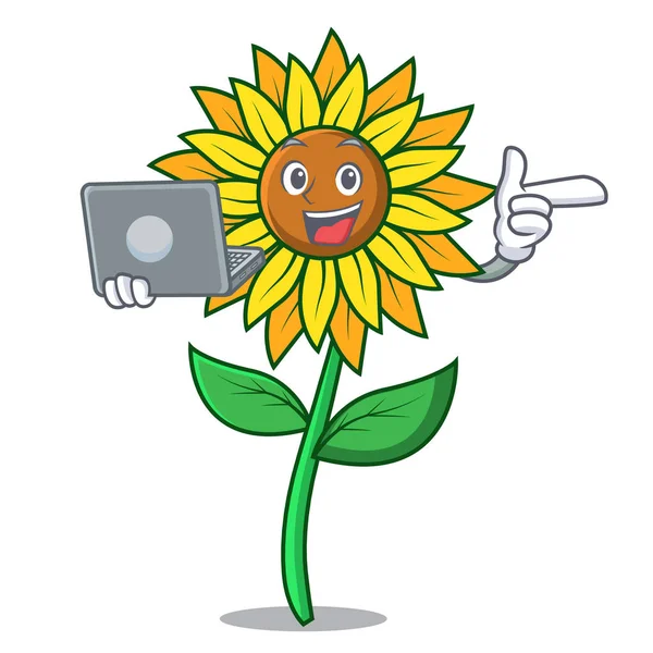 Dizüstü ayçiçeği karakter karikatür tarzı ile