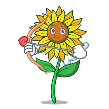 Aşk tanrısı ayçiçeği karakter karikatür tarzı