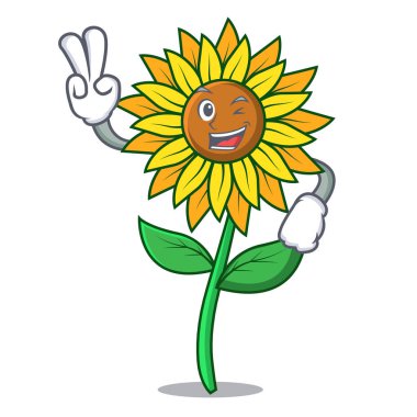 İki ayçiçeği karakter karikatür tarzı parmak