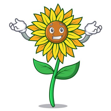 Ayçiçeği karakter karikatür tarzı sırıtarak