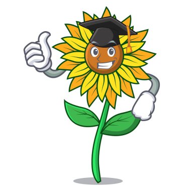 Mezuniyet ayçiçeği karakter karikatür tarzı