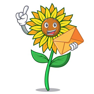 Zarf ayçiçeği karakter karikatür tarzı ile