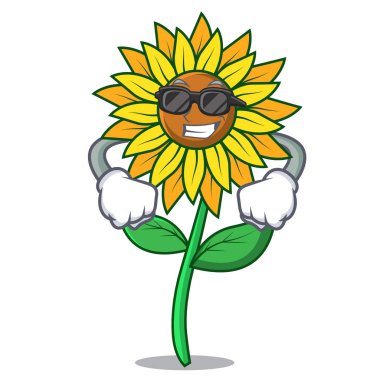 Süper cool ayçiçeği karakter karikatür tarzı