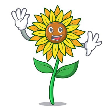 Ayçiçeği karakter karikatür tarzı sallayarak