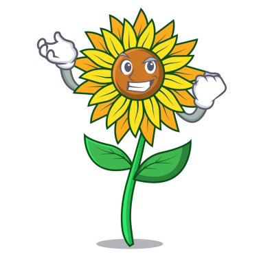 Başarılı ayçiçeği karakter karikatür tarzı