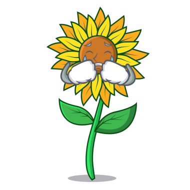Ayçiçeği maskot karikatür tarzı ağlıyor